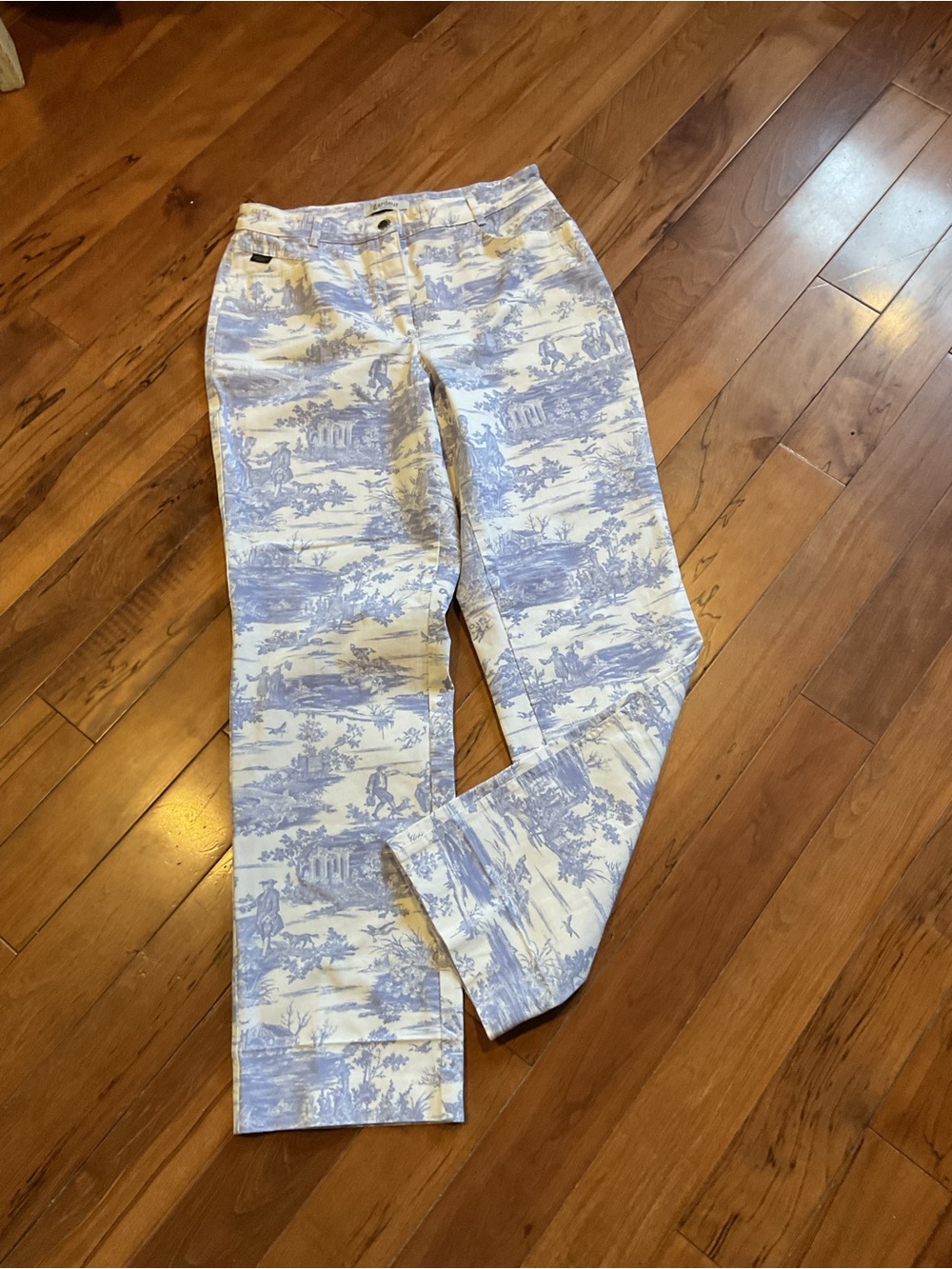 Toile Straight Pants in Blue and White by gaudeur size 31 approx. across waist - Picture 3 of 4